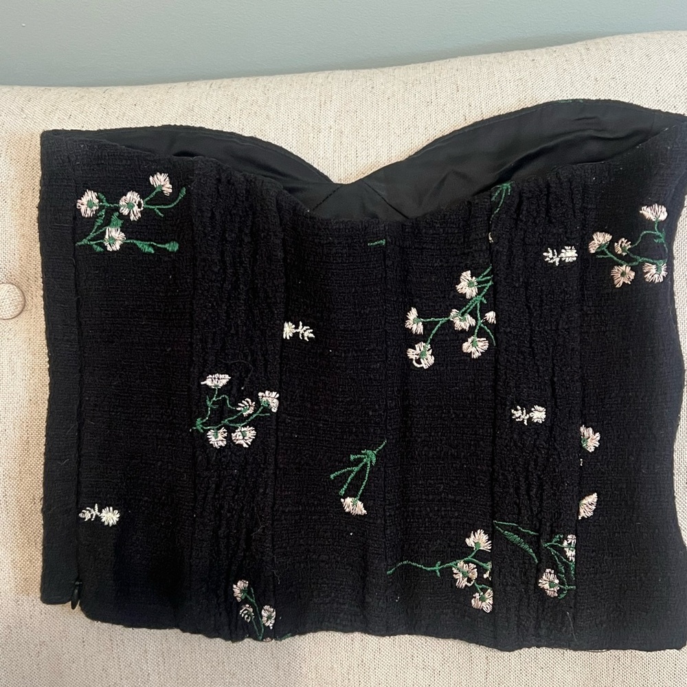Zara embroidered corset bustier black | SZ XS | zipper Closure |Great Condition - Picture 4 of 9